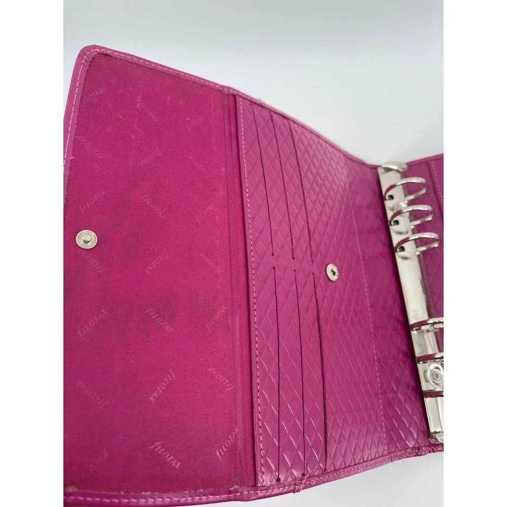 Filofax Personal Adelphi Deluxe Pink Leather Planner Organizer Binder Snap